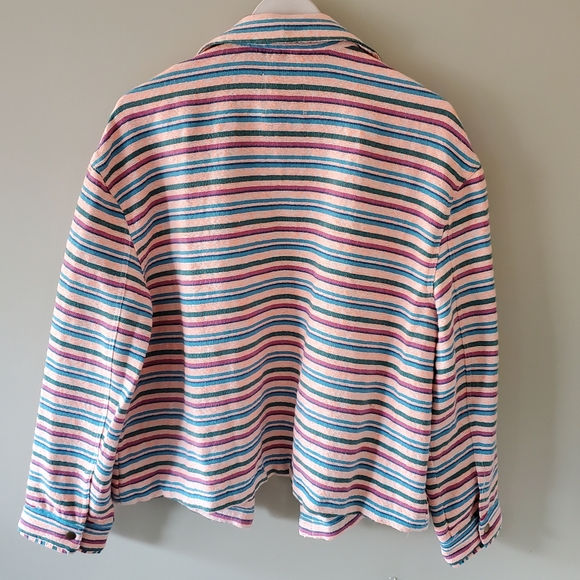 NWT Zara L Lagenlook Boho Hippie  Rainbow Neon Striped Oversized Leslie Shirt - Picture 11 of 15